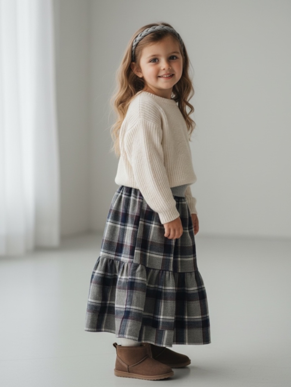 Skirt Flannel Girl 5 Maxi Multicolor Plaid Ruffle Tier Preppy Mom and Pop's Kids